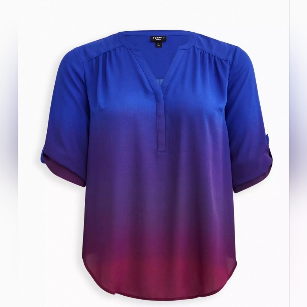 Torrid Harper Blouse Blue Purple Ombre Plus Size 4